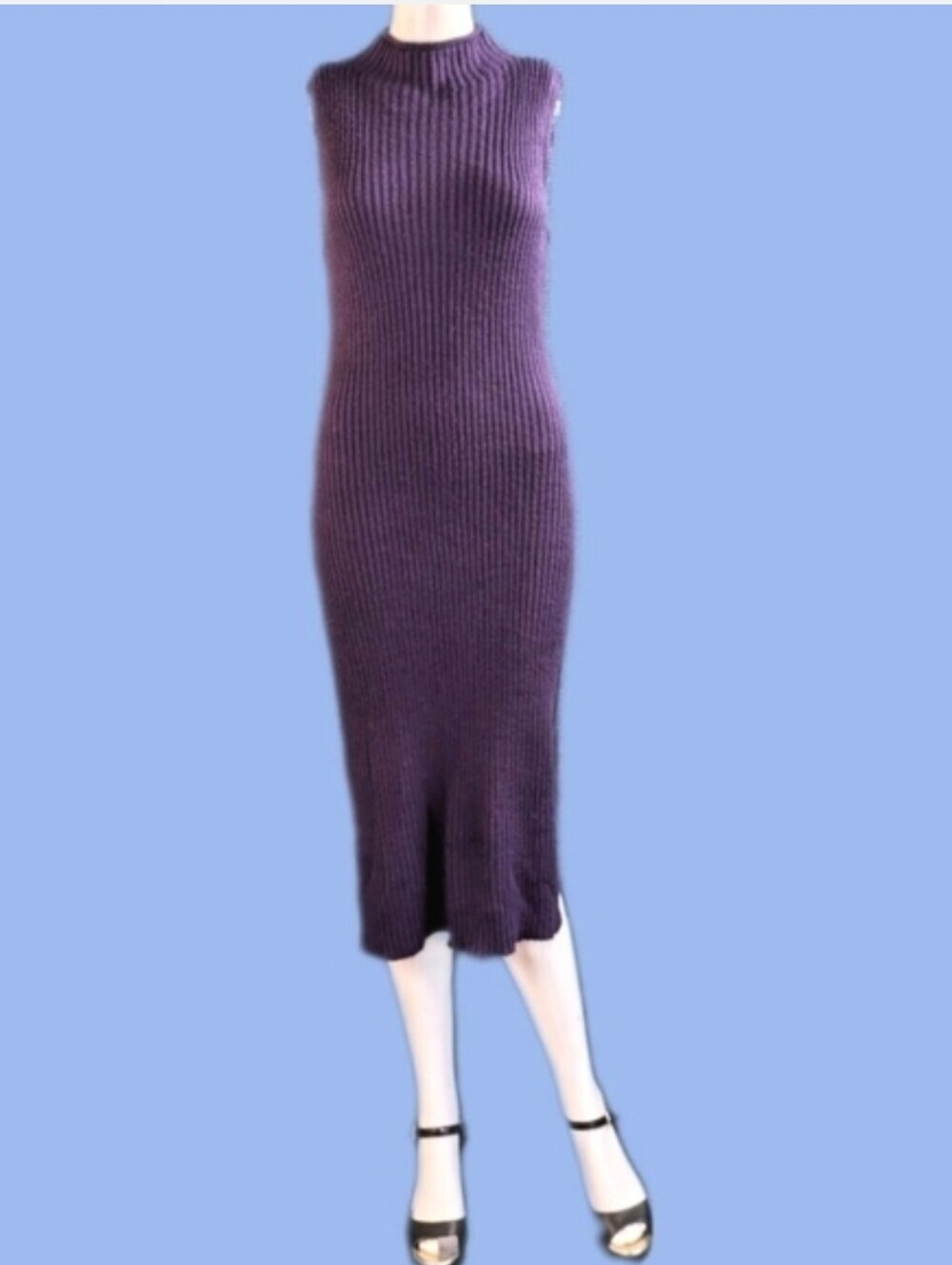 For Kitty Rescue! Wet Seal Purple Mock Neck Sleeveless Sweater Bodycon Dress